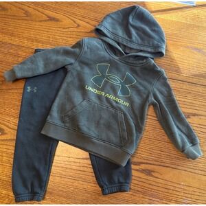 Under Armour Toddler Boys 2T Hoodie Sweatpants Set Green Logo * read